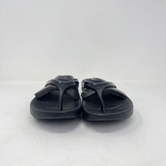 Oofos Oolala Recovery Thong Black Shiny Flip Flop Slipper Sandals Women's Size 9 - Picture 3 of 11